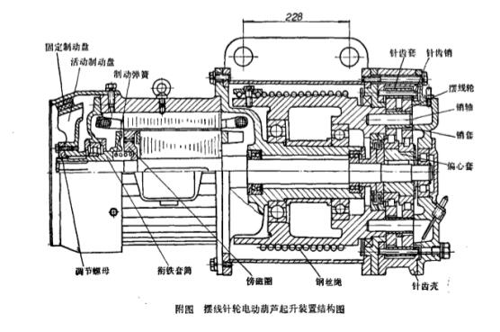 擺線針齒輪電動(dòng)葫蘆起升裝置結(jié)構(gòu)圖